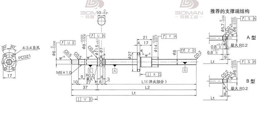 KURODA DP0802JS-HDNR-0180B-C3S 黑田丝杆替换尺寸视频