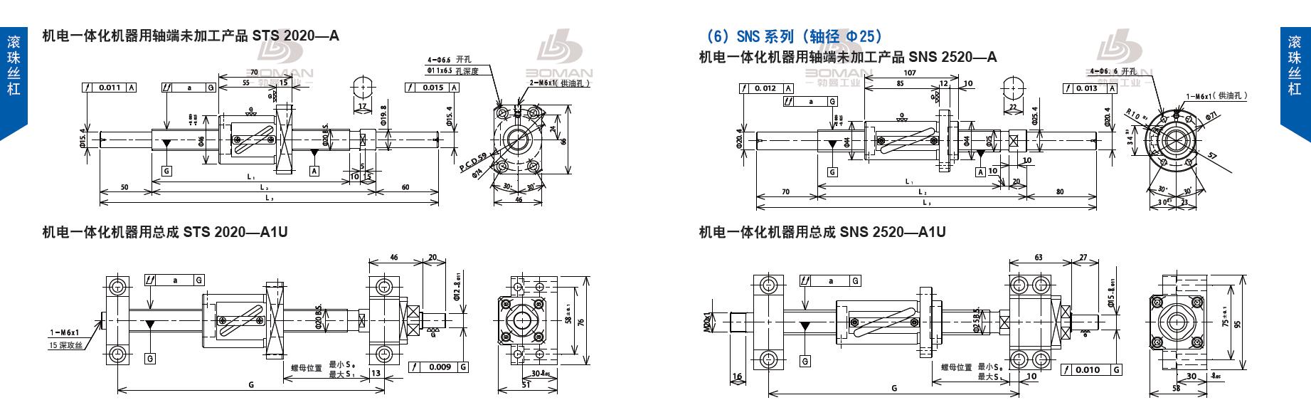 TSUBAKI STS2020-1620C5-A1U tsubaki数控滚珠丝杆规格